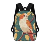 sinyumoney Mochilas Escolares Para Niños Impresas En 3D Orange And White Bird on Branch Mochila De Moda Mochila Informal De Viaje Para Niños Mochila De Gran Capacidad Para Niños Y Niñas 17inch