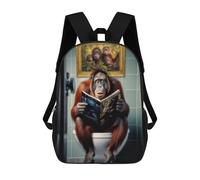 sinyumoney Mochilas Escolares Para Niños Impresas En 3D Orangutan on The Toilet Mochila De Moda Mochila Informal De Viaje Para Niños Mochila De Gran Capacidad Para Niños Y Niñas 17inch