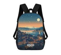 sinyumoney Mochilas Escolares Para Niños Impresas En 3D Oslo, Norway Cityscape at Night Mochila De Moda Mochila Informal De Viaje Para Niños Mochila De Gran Capacidad Para Niños Y Niñas 17inch