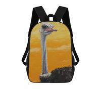 sinyumoney Mochilas Escolares Para Niños Impresas En 3D Ostrich Portrait Painting Mochila De Moda Mochila Informal De Viaje Para Niños Mochila De Gran Capacidad Para Niños Y Niñas 17inch