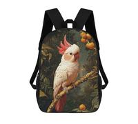 sinyumoney Mochilas Escolares Para Niños Impresas En 3D Pink Cockatoo in Tropical Setting Mochila De Moda Mochila Informal De Viaje Para Niños Mochila De Gran Capacidad Para Niños Y Niñas 17inch