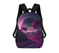 sinyumoney Mochilas Escolares Para Niños Impresas En 3D Purple Planet Landscape Mochila De Moda Mochila Informal De Viaje Para Niños Mochila De Gran Capacidad Para Niños Y Niñas 17inch