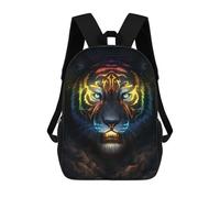 sinyumoney Mochilas Escolares Para Niños Impresas En 3D Rainbow Tiger Portrait Mochila De Moda Mochila Informal De Viaje Para Niños Mochila De Gran Capacidad Para Niños Y Niñas 17inch