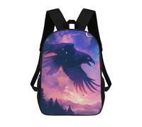 sinyumoney Mochilas Escolares Para Niños Impresas En 3D Raven in Starry Sky Mochila De Moda Mochila Informal De Viaje Para Niños Mochila De Gran Capacidad Para Niños Y Niñas 17inch