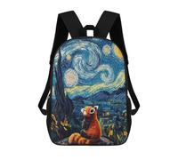 sinyumoney Mochilas Escolares Para Niños Impresas En 3D Red Panda Starry Night Landscape Mochila De Moda Mochila Informal De Viaje Para Niños Mochila De Gran Capacidad Para Niños Y Niñas 17inch