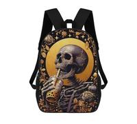 sinyumoney Mochilas Escolares Para Niños Impresas En 3D Skeleton Loves Bubble Tea Mochila De Moda Mochila Informal De Viaje Para Niños Mochila De Gran Capacidad Para Niños Y Niñas 17inch