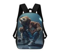 sinyumoney Mochilas Escolares Para Niños Impresas En 3D Sloth in Hoodie with Boombox Mochila De Moda Mochila Informal De Viaje Para Niños Mochila De Gran Capacidad Para Niños Y Niñas 17inch