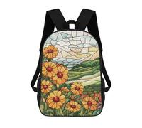 sinyumoney Mochilas Escolares Para Niños Impresas En 3D Stained Glass Flowers & Landscape Mochila De Moda Mochila Informal De Viaje Para Niños Mochila De Gran Capacidad Para Niños Y Niñas 17inch