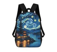 sinyumoney Mochilas Escolares Para Niños Impresas En 3D Starry Night Japanese Mochila De Moda Mochila Informal De Viaje Para Niños Mochila De Gran Capacidad Para Niños Y Niñas 17inch