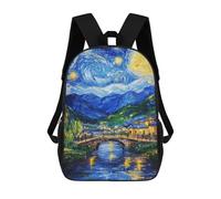 sinyumoney Mochilas Escolares Para Niños Impresas En 3D Starry Night Village Mochila De Moda Mochila Informal De Viaje Para Niños Mochila De Gran Capacidad Para Niños Y Niñas 17inch