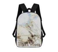 sinyumoney Mochilas Escolares Para Niños Impresas En 3D Sydney Opera House Mochila De Moda Mochila Informal De Viaje Para Niños Mochila De Gran Capacidad Para Niños Y Niñas 17inch