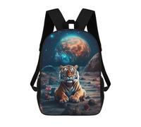 sinyumoney Mochilas Escolares Para Niños Impresas En 3D Tiger on Alien Planet Mochila De Moda Mochila Informal De Viaje Para Niños Mochila De Gran Capacidad Para Niños Y Niñas 17inch
