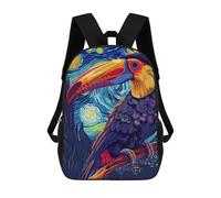 sinyumoney Mochilas Escolares Para Niños Impresas En 3D Toucan in Starry Night Style Mochila De Moda Mochila Informal De Viaje Para Niños Mochila De Gran Capacidad Para Niños Y Niñas 17inch