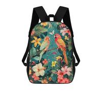 sinyumoney Mochilas Escolares Para Niños Impresas En 3D Tropical Birds And Hibiscus Flowers Mochila De Moda Mochila Informal De Viaje Para Niños Mochila De Gran Capacidad Para Niños Y Niñas 17inch