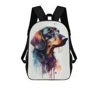 sinyumoney Mochilas Escolares Para Niños Impresas En 3D Watercolor Dachshund Portrait Mochila De Moda Mochila Informal De Viaje Para Niños Mochila De Gran Capacidad Para Niños Y Niñas 17inch
