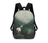 sinyumoney Mochilas Escolares Para Niños Impresas En 3D White Deer in Mountain Landscape Mochila De Moda Mochila Informal De Viaje Para Niños Mochila De Gran Capacidad Para Niños Y Niñas 17inch