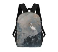 sinyumoney Mochilas Escolares Para Niños Impresas En 3D White Heron in Misty Landscape Mochila De Moda Mochila Informal De Viaje Para Niños Mochila De Gran Capacidad Para Niños Y Niñas 17inch