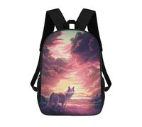 sinyumoney Mochilas Escolares Para Niños Impresas En 3D Wolf at Sunset Mochila De Moda Mochila Informal De Viaje Para Niños Mochila De Gran Capacidad Para Niños Y Niñas 17inch
