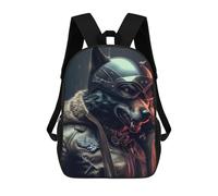 sinyumoney Mochilas Escolares Para Niños Impresas En 3D Wolf Biker Leather Jacket Mochila De Moda Mochila Informal De Viaje Para Niños Mochila De Gran Capacidad Para Niños Y Niñas 17inch