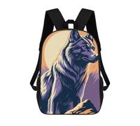 sinyumoney Mochilas Escolares Para Niños Impresas En 3D Wolf Illustration with Purple Eyes Mochila De Moda Mochila Informal De Viaje Para Niños Mochila De Gran Capacidad Para Niños Y Niñas 17inch