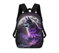 sinyumoney Mochilas Escolares Para Niños Impresas En 3D Wolf Moonlit Majesty Mochila De Moda Mochila Informal De Viaje Para Niños Mochila De Gran Capacidad Para Niños Y Niñas 17inch