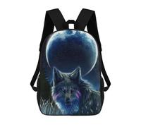 sinyumoney Mochilas Escolares Para Niños Impresas En 3D Wolf Under The Moon Mochila De Moda Mochila Informal De Viaje Para Niños Mochila De Gran Capacidad Para Niños Y Niñas 17inch