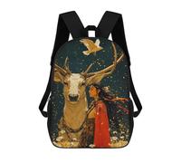 sinyumoney Mochilas Escolares Para Niños Impresas En 3D Woman And White Stag Mochila De Moda Mochila Informal De Viaje Para Niños Mochila De Gran Capacidad Para Niños Y Niñas 17inch