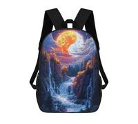 sinyumoney Mochilas Escolares Para Niños Impresas En 3D Yin And Yang Waterfalls Mochila De Moda Mochila Informal De Viaje Para Niños Mochila De Gran Capacidad Para Niños Y Niñas 17inch