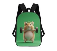 sinyumoney mochilas escolares para niños marzo bolsa de escuela impresa en 3D para niños, estudiantes de primaria y universidad, Hamster Lifting Weights, 17"