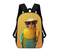 sinyumoney mochilas escolares para niños marzo bolsa de escuela impresa en 3D para niños, estudiantes de primaria y universidad, Parrot Party, 17"