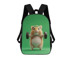 sinyumoney mochilas escolares para niños marzo bolsa de escuela impresa en 3D para niños, estudiantes de primaria y universidad, Hamster Lifting Weights, 17"