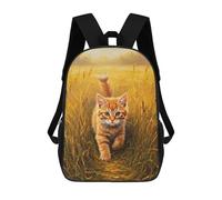 sinyumoney Mochilas Ginger Kitten in Golden Field Painting Mochila Escolar Para Niños Mochila Escolar Impresa En 3D Para Niños Estudiantes De Primaria Y Secundaria 17inch