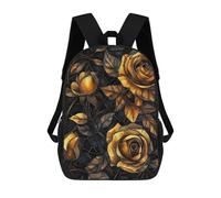 sinyumoney Mochilas Golden Rose Bouquet Mochila Escolar Para Niños Mochila Escolar Impresa En 3D Para Niños Estudiantes De Primaria Y Secundaria 17inch