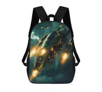 sinyumoney Mochilas Green Spaceship in Flight Mochila Escolar Para Niños Mochila Escolar Impresa En 3D Para Niños Estudiantes De Primaria Y Secundaria 17inch