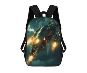 sinyumoney Mochilas Green Spaceship in Flight Mochila Escolar Para Niños Mochila Escolar Impresa En 3D Para Niños Estudiantes De Primaria Y Secundaria 17inch