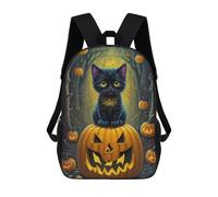 sinyumoney Mochilas Halloween Cat And Pumpkins Mochila Escolar Para Niños Mochila Escolar Impresa En 3D Para Niños Estudiantes De Primaria Y Secundaria 17inch