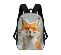 sinyumoney Mochilas Happy Fox in The Snow Mochila Escolar Para Niños Mochila Escolar Impresa En 3D Para Niños Estudiantes De Primaria Y Secundaria 17inch