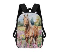 sinyumoney Mochilas Horse in A Field of Flowers Mochila Escolar Para Niños Mochila Escolar Impresa En 3D Para Niños Estudiantes De Primaria Y Secundaria 17inch