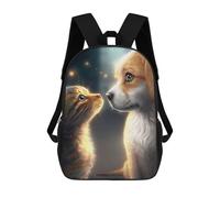 sinyumoney Mochilas Impresas 3D Para Niños Floral Rosas: Mochila Escolar Linda Para Niños Ideal Para Actividades Al Aire Libre Y Salidas A La Universidad, Best Friends Cat And Dog, 17"