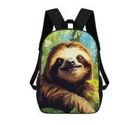 sinyumoney Mochilas Impresas 3D Para Niños Moon Wolf Retro Pixel Arte: Mochila Escolar Linda Para Niños Ideal Para Actividades Al Aire Libre Y Salidas A La Universidad, Linda Sloth Face Pixel Art, 17"
