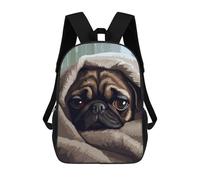 sinyumoney Mochilas Impresas 3D Para Niños Moon Wolf Retro Pixel Arte: Mochila Escolar Linda Para Niños Ideal Para Actividades Al Aire Libre Y Salidas A La Universidad, Pug In Blanket Pixel Art, 17"