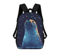 sinyumoney Mochilas Impresas 3D Para Niños Moon Wolf Retro Pixel Arte: Mochila Escolar Linda Para Niños Ideal Para Actividades Al Aire Libre Y Salidas A La Universidad, Retro Cute Seal Pixel Art, 17"