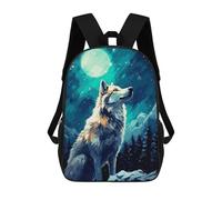 sinyumoney Mochilas Impresas 3D Para Niños Moon Wolf Retro Pixel Arte: Mochila Escolar Linda Para Niños Ideal Para Actividades Al Aire Libre Y Salidas A La Universidad, Snow Wolf Alaska Pixel Art, 17"