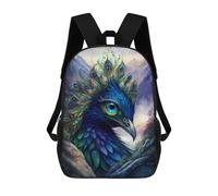 sinyumoney Mochilas Impresas 3D Para Niños Puffin Fantasy World: Mochila Escolar Linda Para Niños Ideal Para Actividades Al Aire Libre Y Salidas A La Universidad, Peacock Mythical Land, 17"