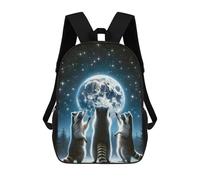 sinyumoney Mochilas Impresas 3D Para Niños Puffin Fantasy World: Mochila Escolar Linda Para Niños Ideal Para Actividades Al Aire Libre Y Salidas A La Universidad, Mopa divertida Luna, 17"