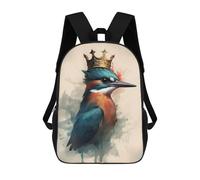 sinyumoney Mochilas Impresas 3D Para Niños Puffin Fantasy World: Mochila Escolar Linda Para Niños Ideal Para Actividades Al Aire Libre Y Salidas A La Universidad, Kingfisher Bird Wizardry, 17"