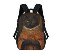 sinyumoney Mochilas Impresas En 3D 17inch Black Cat in Royal Attire Mochilas Para Niños Mochila Escolar Para Niños Bolsas De Viaje Lindas Mochila Informal Para Exteriores Para Niños