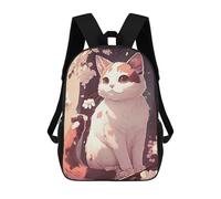 sinyumoney Mochilas Impresas En 3D 17inch Cat Cherry Blossoms Mochilas Para Niños Mochila Escolar Para Niños Bolsas De Viaje Lindas Mochila Informal Para Exteriores Para Niños
