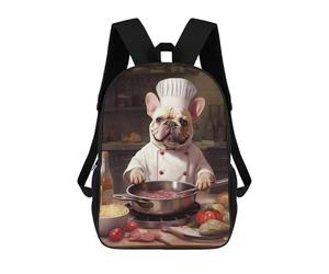 sinyumoney Mochilas Impresas En 3D 17inch Cream French Bulldog Chef Mochilas Para Niños Mochila Escolar Para Niños Bolsas De Viaje Lindas Mochila Informal Para Exteriores Para Niños