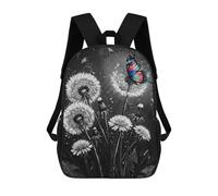 sinyumoney Mochilas Impresas En 3D 17inch Dandelions And Butterfly Black And White Mochilas Para Niños Mochila Escolar Para Niños Bolsas De Viaje Lindas Mochila Informal Para Exteriores Para Niños